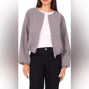 ZARA Gray Wool-Blend Bomber Jacket | Zip Front | Size L